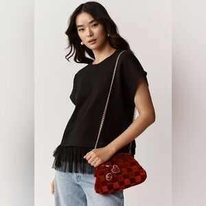 Maeve Short-Sleeve Ruffle-Trim Oversized Top